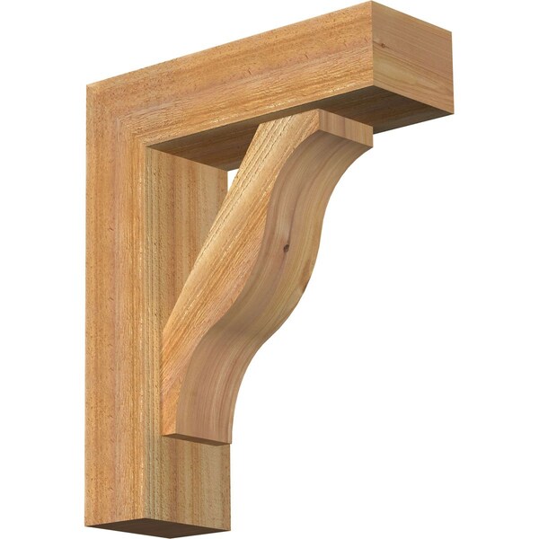 Ekena Millwork Funston Block Rough Sawn Bracket w/ Offset Brace, Western Red Cedar, 6"W x 18"D x 22"H BKT0604X18X22FST05RWR - main